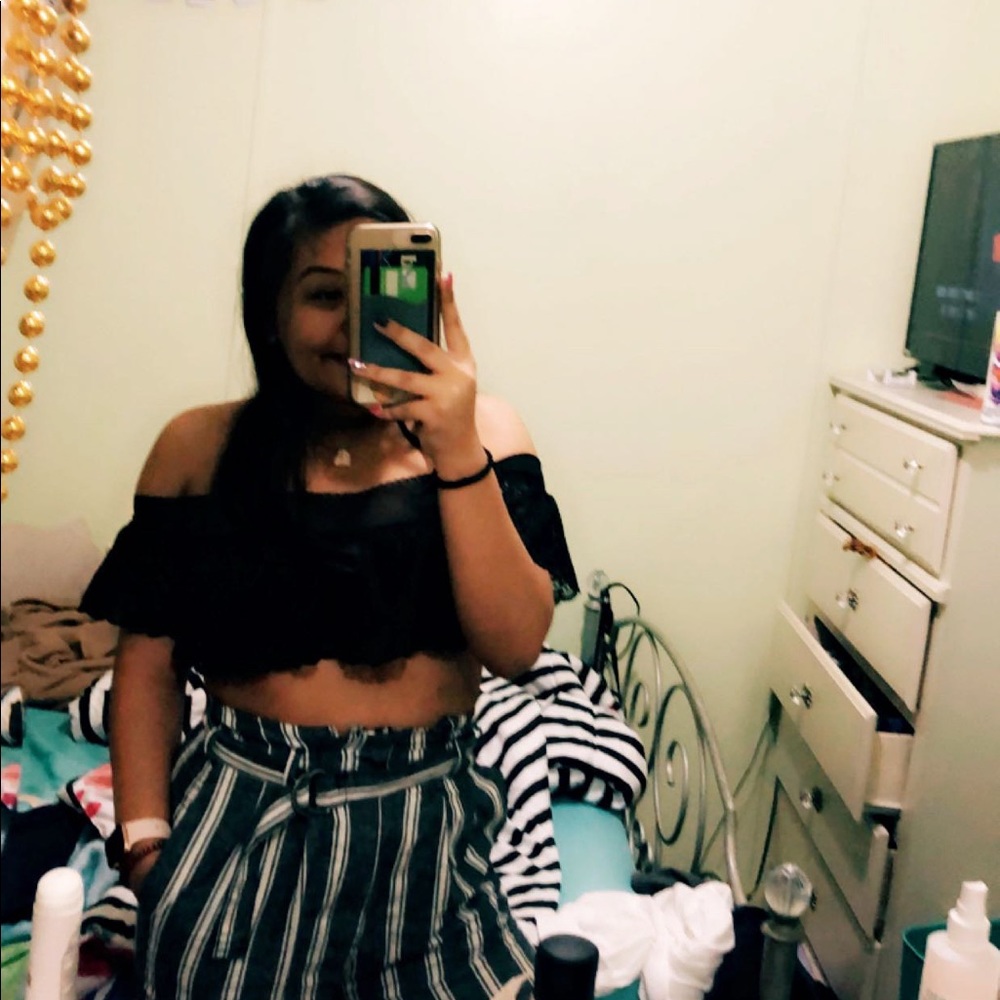 A black floral bralette